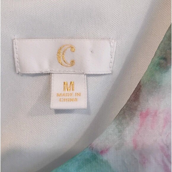 Chiffon Summer Dress Midi Sz M Pastel Watercolor Floral Roses Sleeveless Flowy - Picture 3 of 9